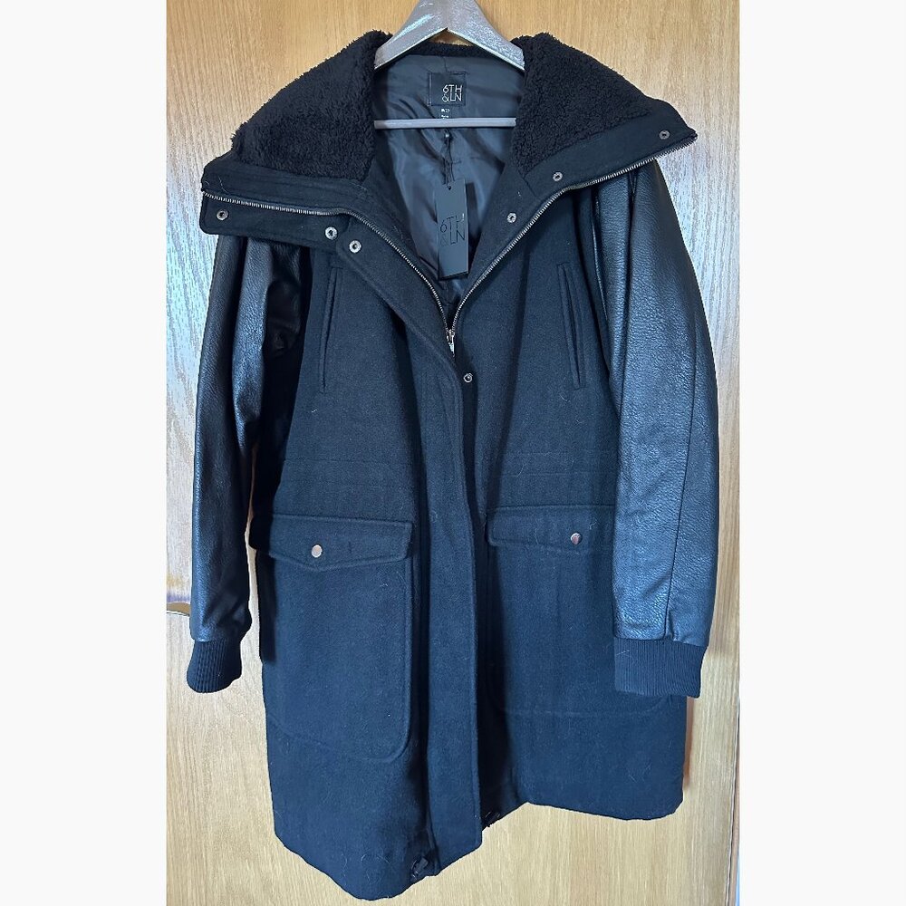 NEW!!!  Womens Jacket with faux leather sleeves